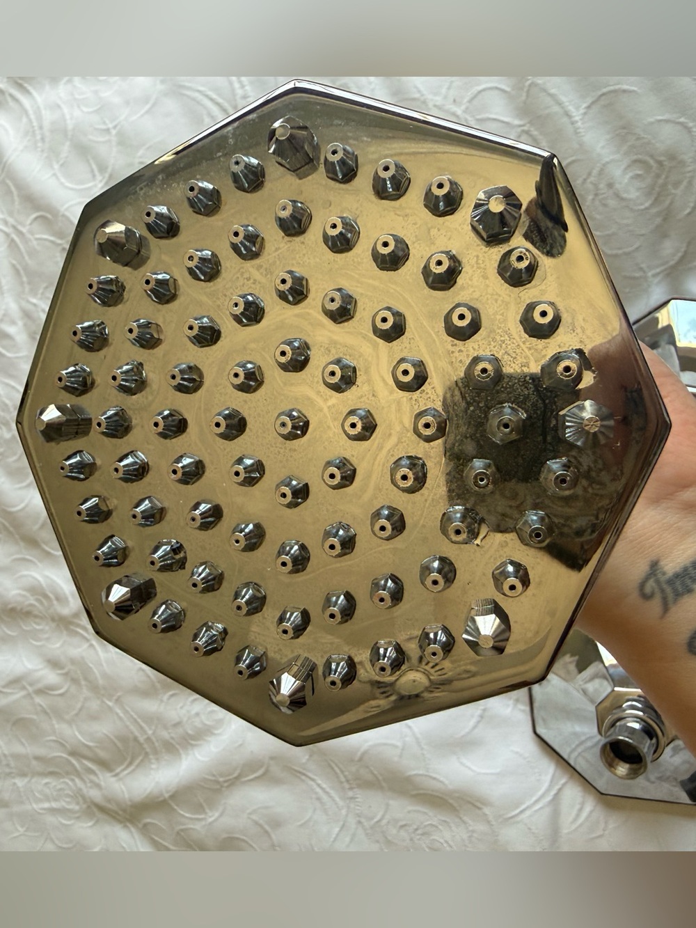Modern Hexagon Chrome Rain Showerhead High Pressure Fixture (3 Available)
